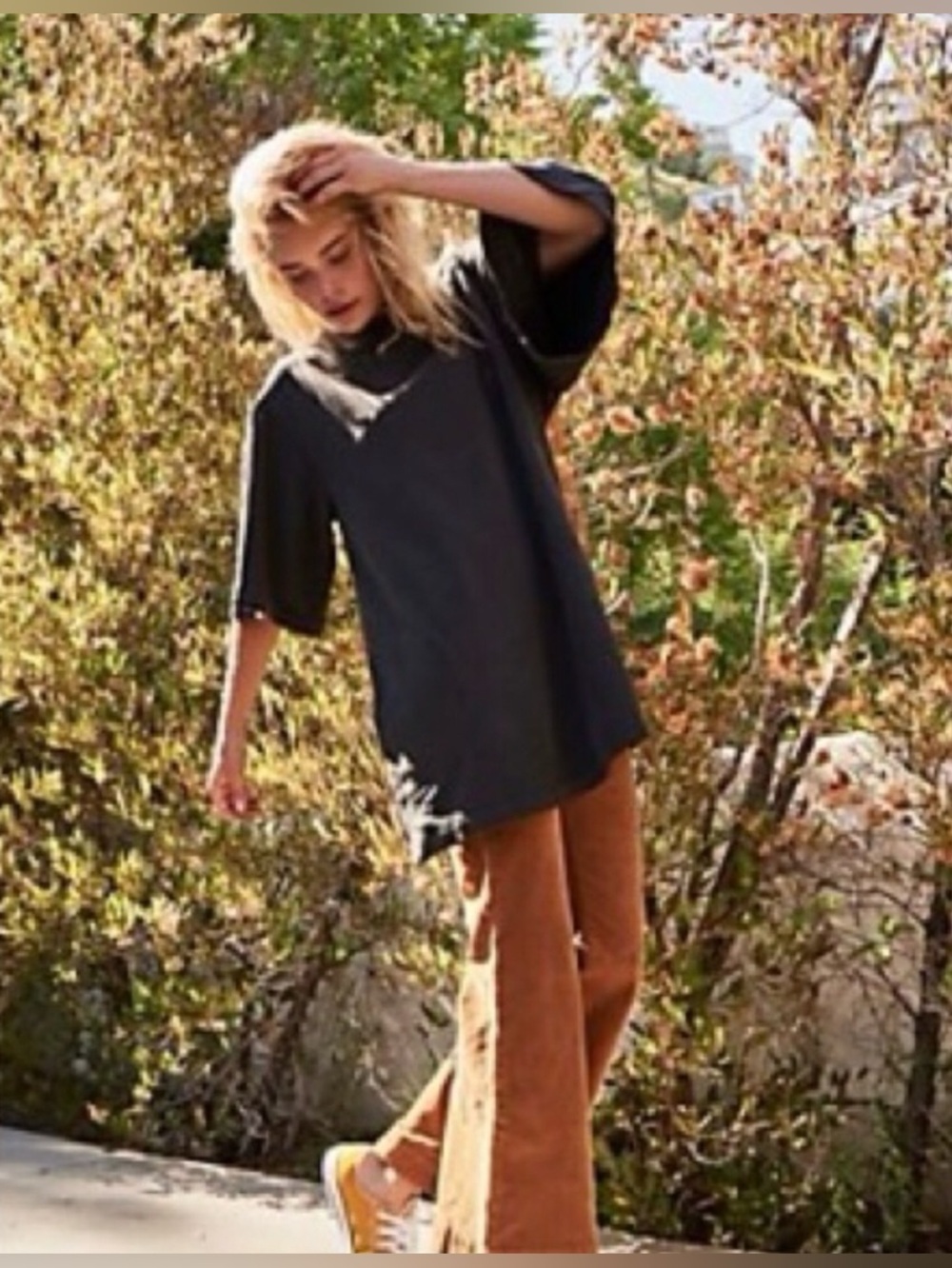 Ladies S FREE PEOPLE Beach Washed Black Chloe Oversized Pullover Pocket Mini